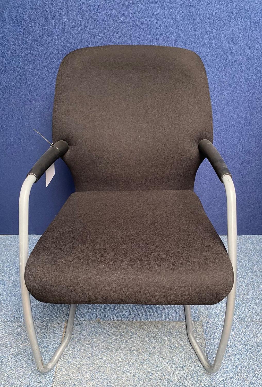 Second Hand Black Fabric Meeting Chair with Grey Cantilever Legs Stacking With Arms