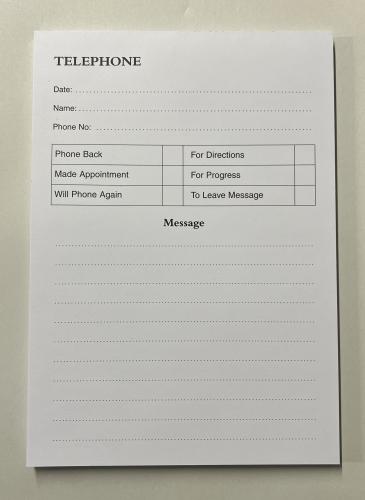 Telephone Message Pad A5 Size (210x148mm) White  50 Leaf pk10