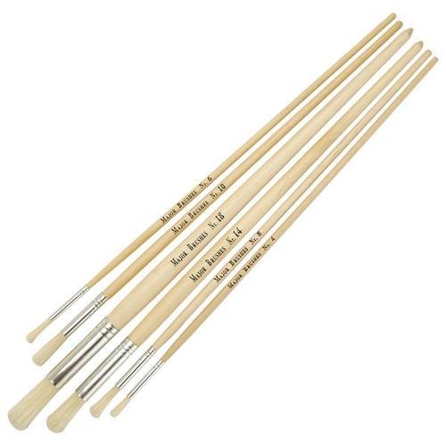 Hog Bristle Short Handle pk 5 Astd Sizes(4round 1flat)