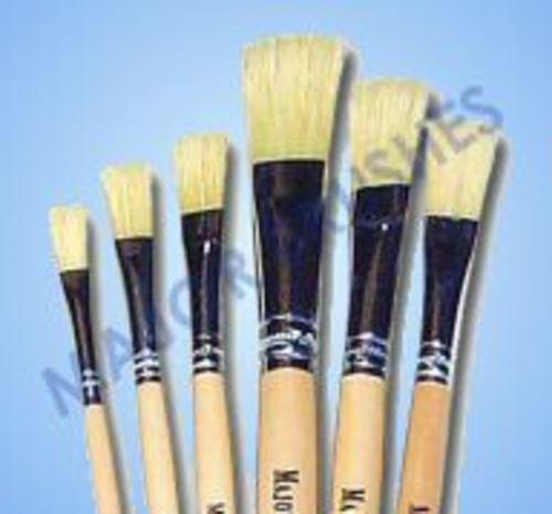 Hog Bristle Flat Tip size 14 Short Handle Brushes 10pk