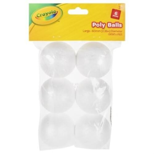 Crayola Craft-Poly Balls Large-60mm 6 pces