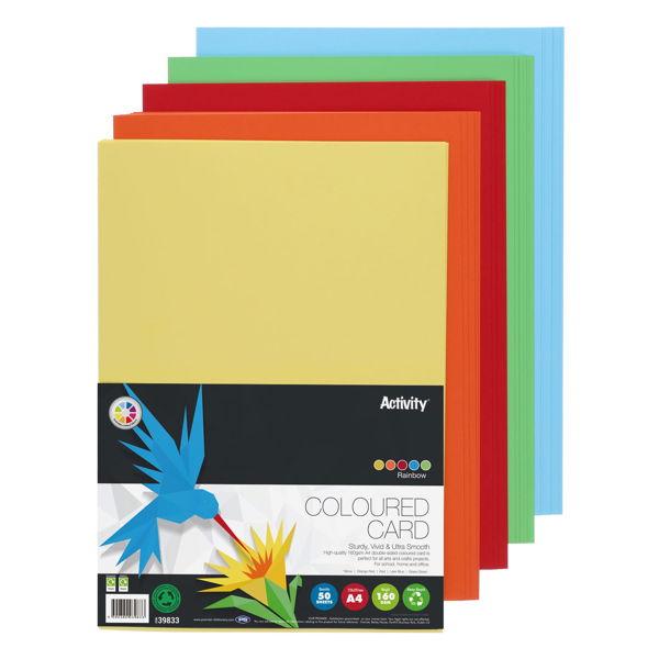Premier Activity A4 160gsm Card 50 Sheets - Rainbow