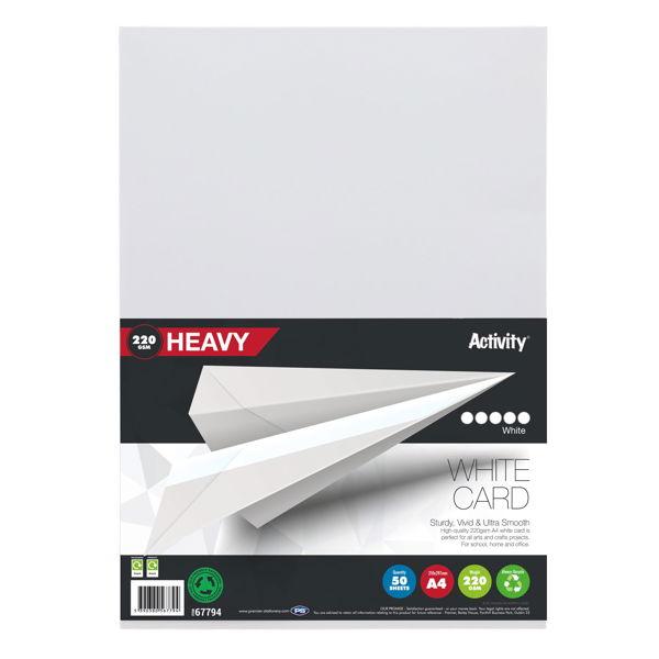 Premier Activity A4 220gsm Heavy Card 50 Sheets - White