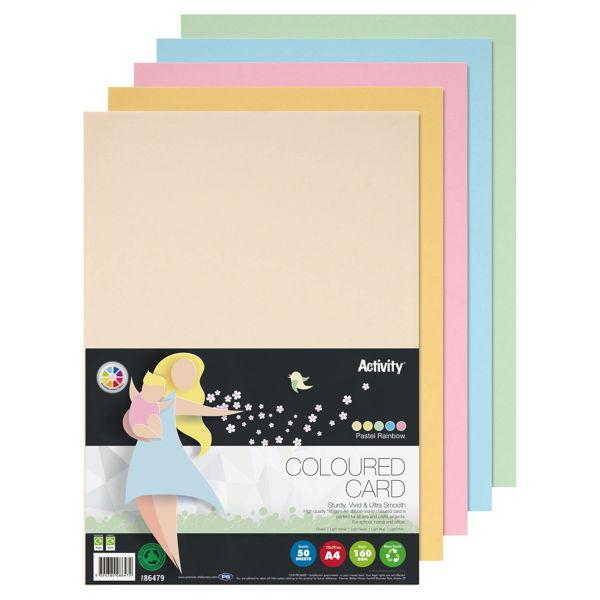 Premier Activity A4 160gsm Card 50 Sheets - Rainbow Pastel