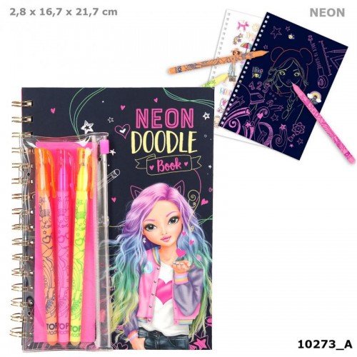 TOPModel Neon Doodle Book With Neon Pen Set
