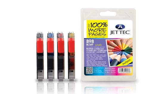 Jettec Compatibile Brother LC980/1100 B/C/M/Y Multipack Inkjet Cartridges (B98BCMY)