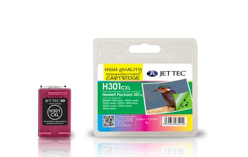 Jettec Remanufactured HP301XL C/M/Y Colour Inkjet Cartridge (H301CXL)