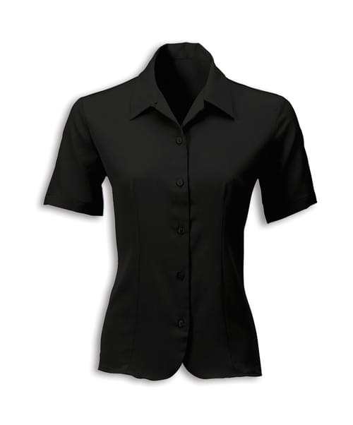 Crepe de Chine SS Fitted Blouse Black - 2035BK-06
