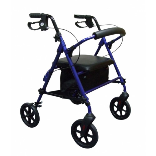 Compact Aluminium 4 Wheel Rollator with underseat Bag, Blue