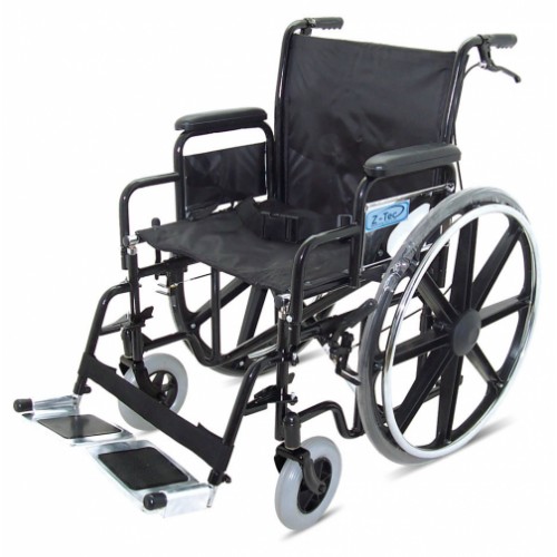 Folding Heavy Duty Extra Wide Steel Wheelchair, Attendant Handbrakes (Seat 22" x 15")