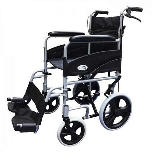 Folding Aluminium Transit W/chair, Attendant Handbrakes (Seat 19"x16") Silver