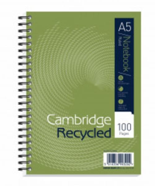 Cambridge Recycled A5 Spiral Wiro Notebooks pack of 5