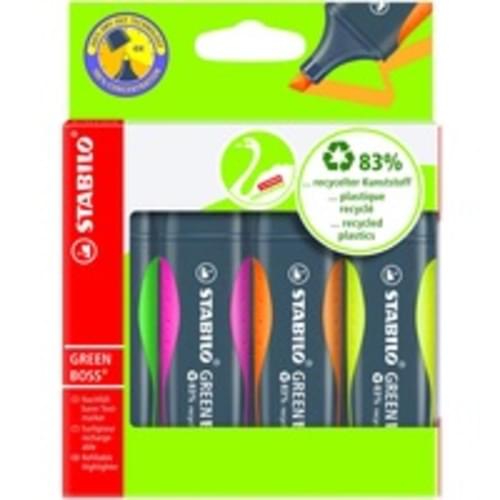 Recycled Green Boss Highlighters Assorted Colours pack of 4