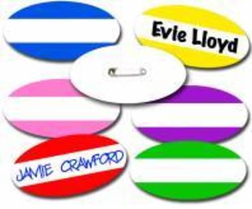 White Oval Card Badge with safety Pin 40x80mm box 50
