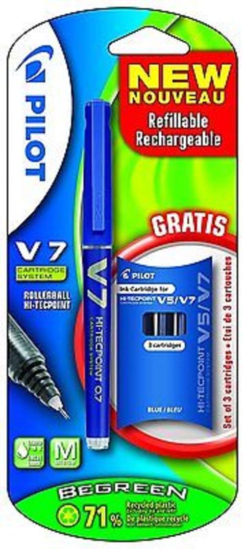 Begreen Pilot V5 Hi-Tech Rollerball Pen Blue plus 3 Refills