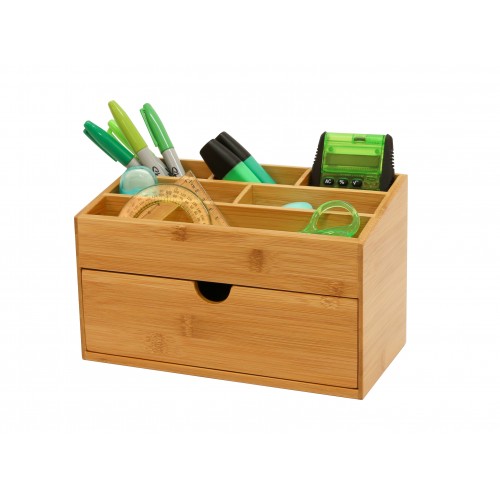 Bamboo Desk Tidy with Drawer Large