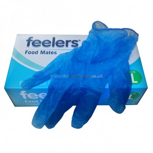 Large Vinyl Gloves Blue latex and powder free Pack of 100