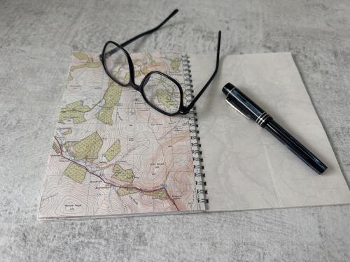 Recycled Maps Artisan Notebook, A5 40 Pages.