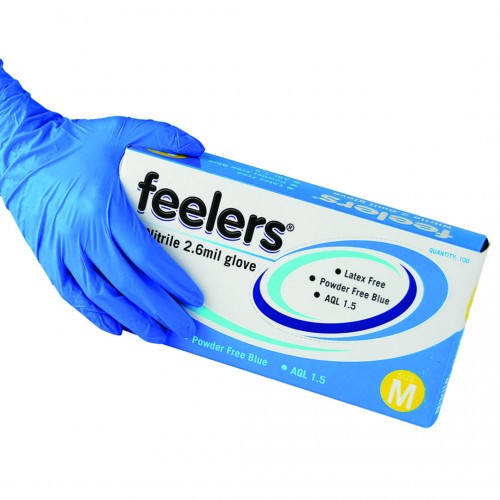 Large Nitrile 2.6mil latex and powder free blue gloves x 100