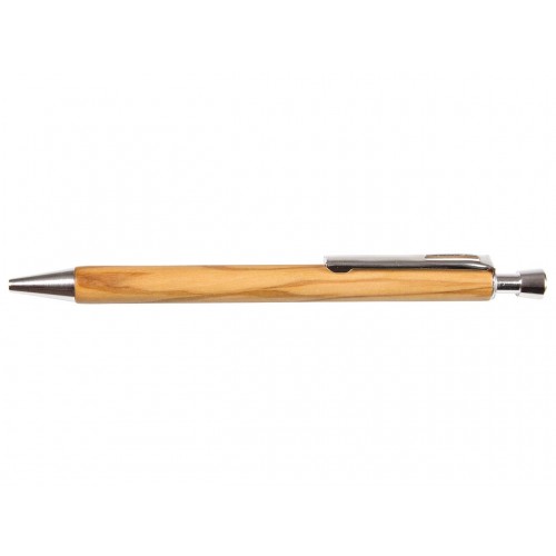 Sustainable Olive Wood - Single Refillable Pen - with blue ink