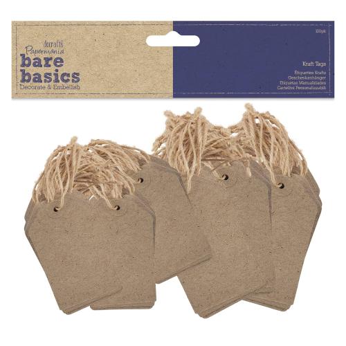 Recycled Brown Strung Tags 80x45mm and 115x60mm pack 100