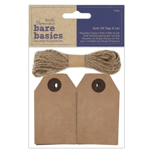Recycled Brown Tags 75x45mm and Jute pack 100