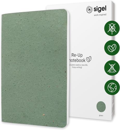 Sigel A5 RE-UP Notebook Lined Green LIMITED STOCK