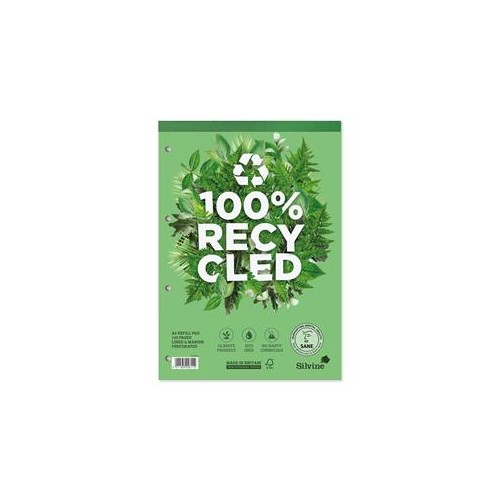 Silvine Premium Recycled A4 Refill Pad Headbound Ruled pack of 5