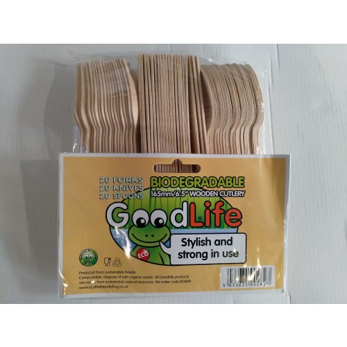 Wooden Cutlery Set 20 Forks, 20 Spoons and 20 Knives