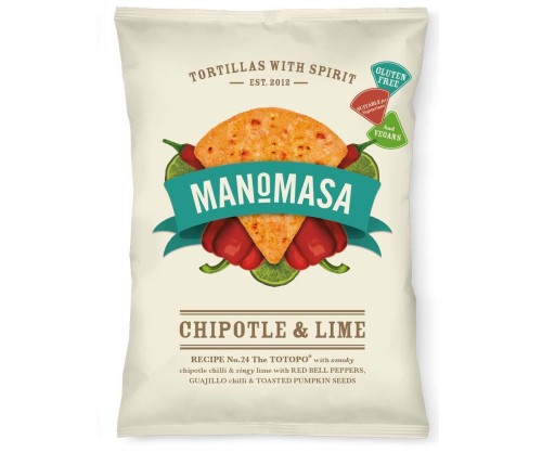 Manomasa Corn Chips - Chipotle & Lime - 16x35g PK16