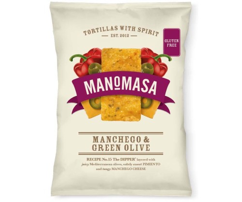 Manomasa Corn Chips - Manchego & Green Olive -16x40g PK16