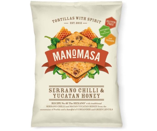 Manomasa Corn Chips - Serrano Chilli & Yucatan Honey-16x40g PK16