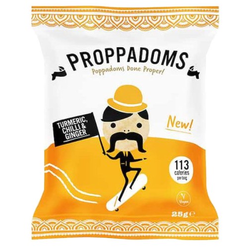 Proppadoms - Turmeric, Chilli & Ginger - 12x25g PK12