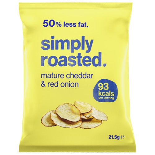 Simply Roasted Crisps - Mature Cheddar & Red Onion - 24x21.5g PK24