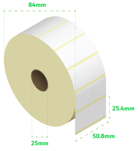 Direct Thermal Labels 50x25mm - 1300 Labels - 25mm Core