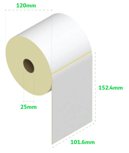 Direct Thermal Labels 101x152mm - 500 Labels - 25mm Core
