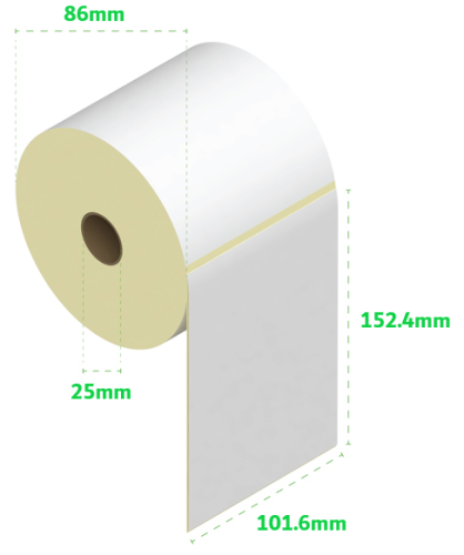 Direct Thermal Labels 101x152mm - 250 Labels - 25mm Core