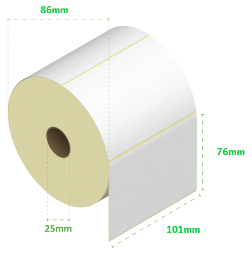 Direct Thermal Labels 101x76mm - 500 Labels - 25mm Core