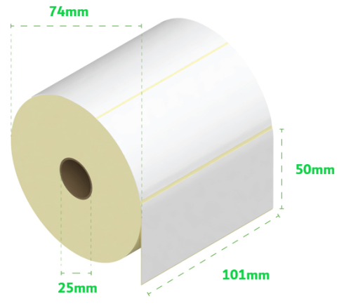 Direct Thermal Labels 101x50mm - 500 Labels - 25mm Core