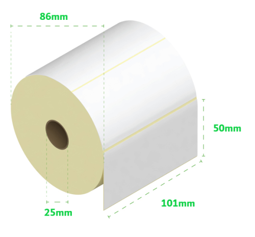 Direct Thermal Labels 101x50mm - 750 Labels - 25mm Core