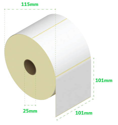 Direct Thermal Labels 101x101mm - 700 Labels - 25mm Core