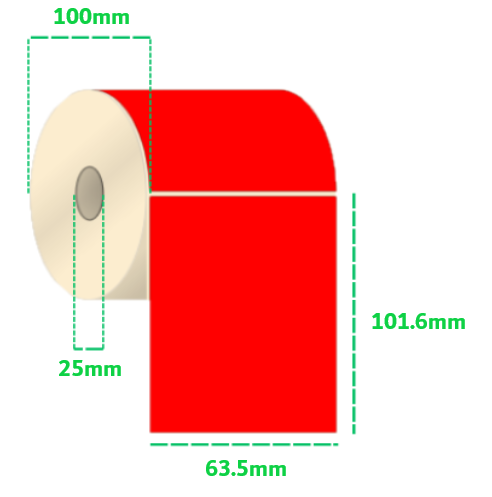 Direct Thermal Labels 63x101mm - 500 Labels - 25mm Core