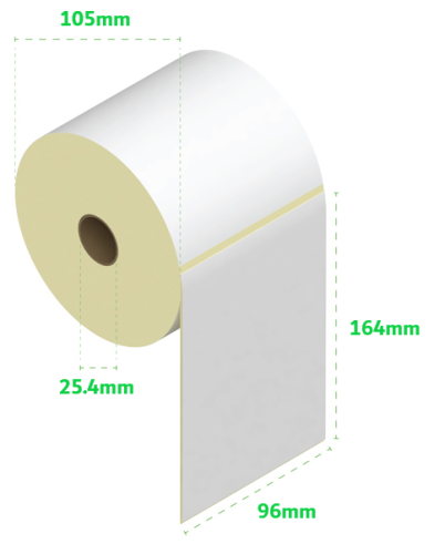 Direct Thermal Labels 96x164mm - 450 Labels - 25mm Core - 8 Rolls