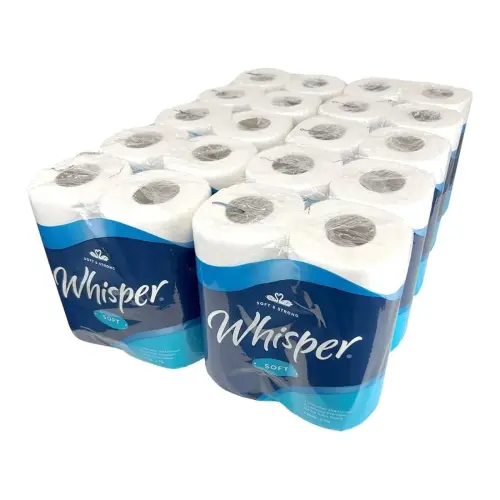 STR007 | Whisper Soft Luxury Toilet Roll 2ply White (4 x 10) Pack 40200 sheets per rollSheet size: 104mm x 110mmFlower embossed tissue40 rolls per case