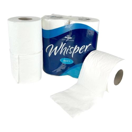 STR007 | Whisper Soft Luxury Toilet Roll 2ply White (4 x 10) Pack 40200 sheets per rollSheet size: 104mm x 110mmFlower embossed tissue40 rolls per case