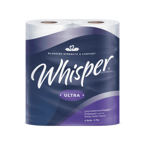 STR008 | Whisper Ultra Luxury 3 Ply Toilet Roll White (4 x 10) Pack 40