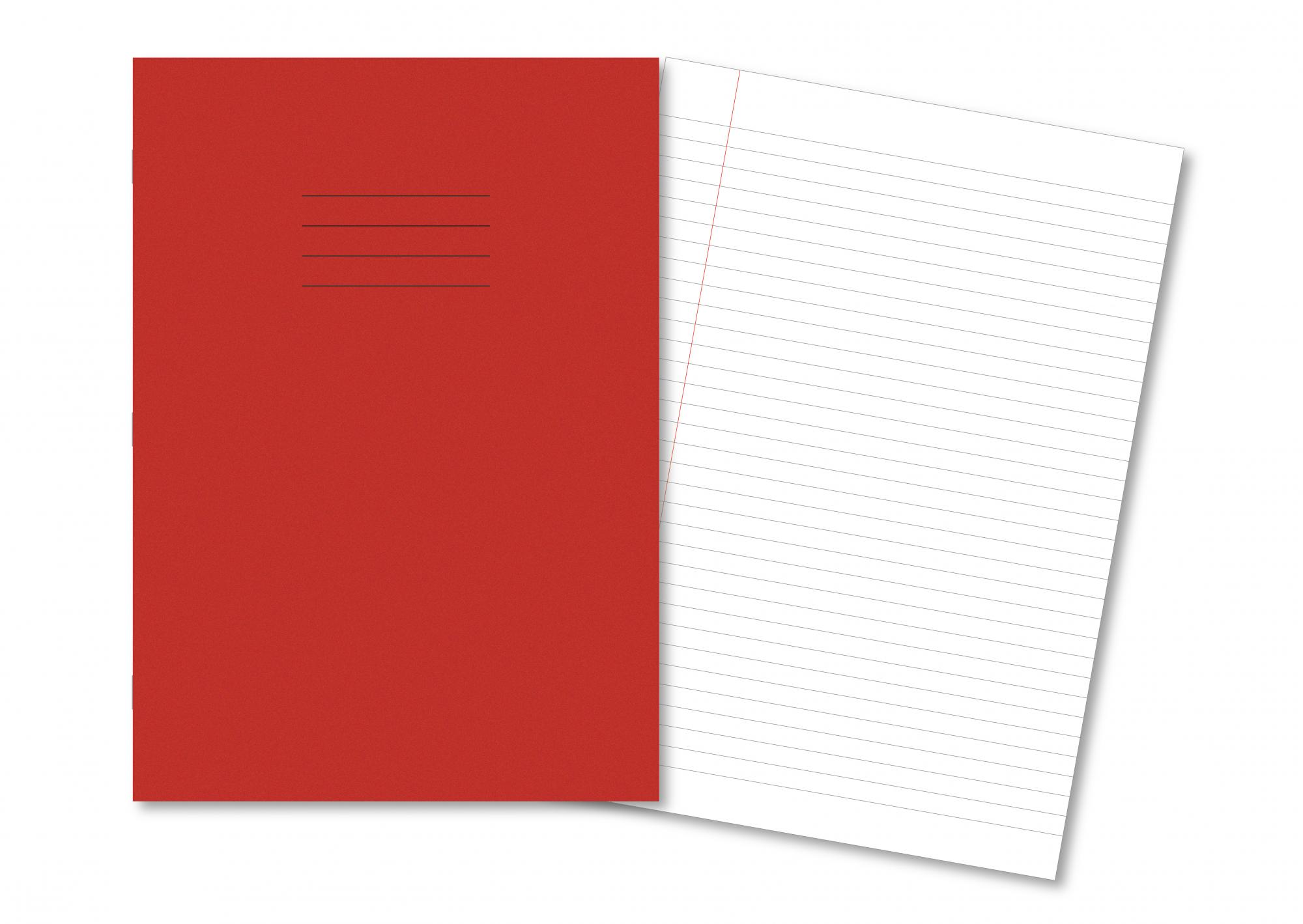 A4, 80 pages, 8mm ruled and margin, RED (Pack of 50)