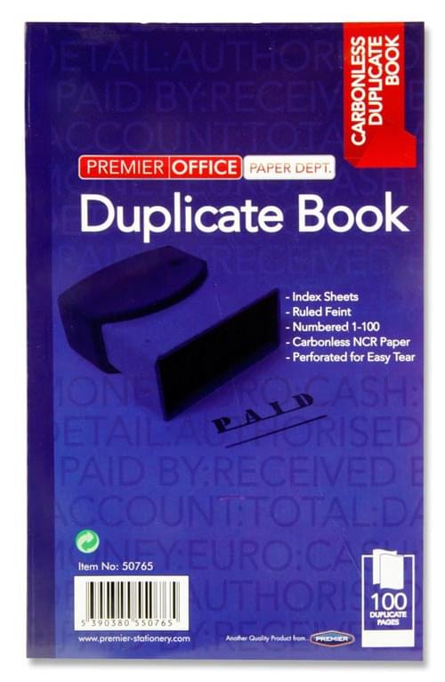 Premier Office 8"X5" Carbonless Duplicate Book 100 Sheets