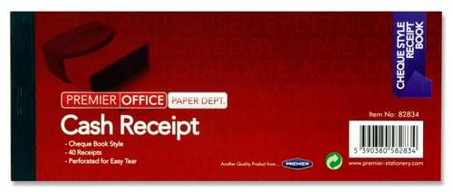 Premier Office 3"X8" Cash Receipt Book