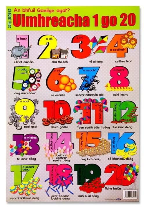 Clever Kidz Wall Chart - Irish No'S 1-20